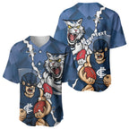 Personalised Cats and Blues Baseball Jersey Dynamic Mascots Together