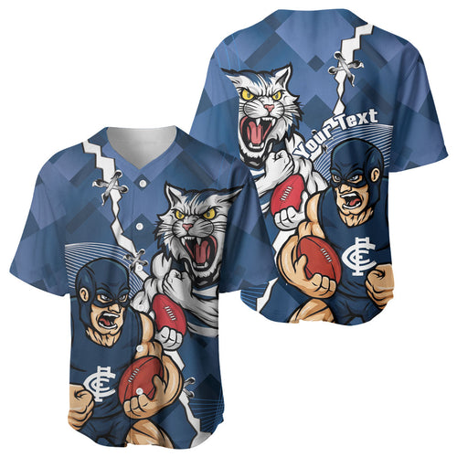Personalised Cats and Blues Baseball Jersey Dynamic Mascots Together