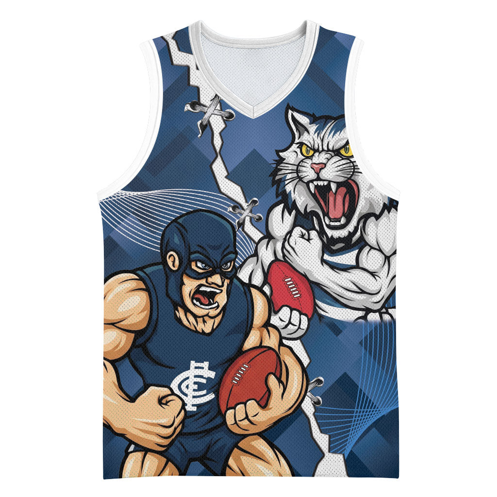 Personalised Cats and Blues Basketball Jersey Dynamic Mascots Together