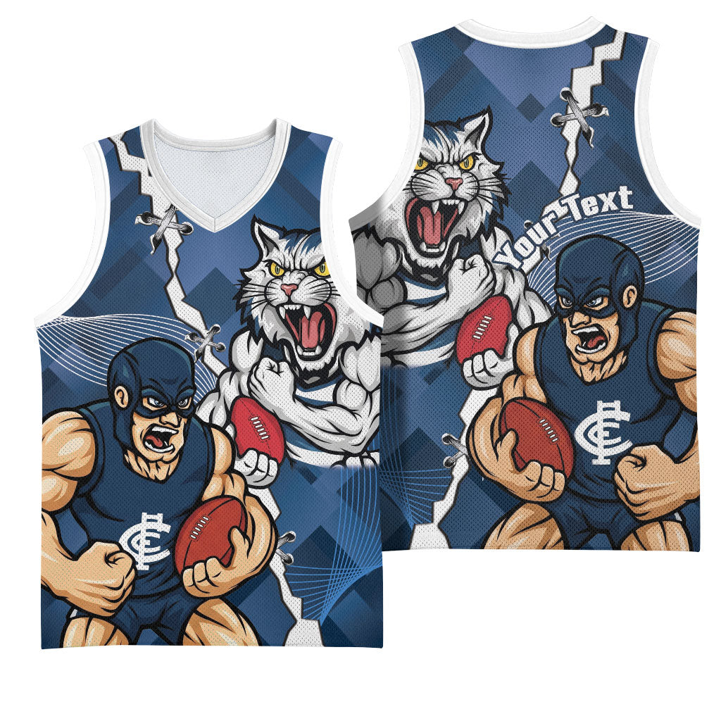 Personalised Cats and Blues Basketball Jersey Dynamic Mascots Together
