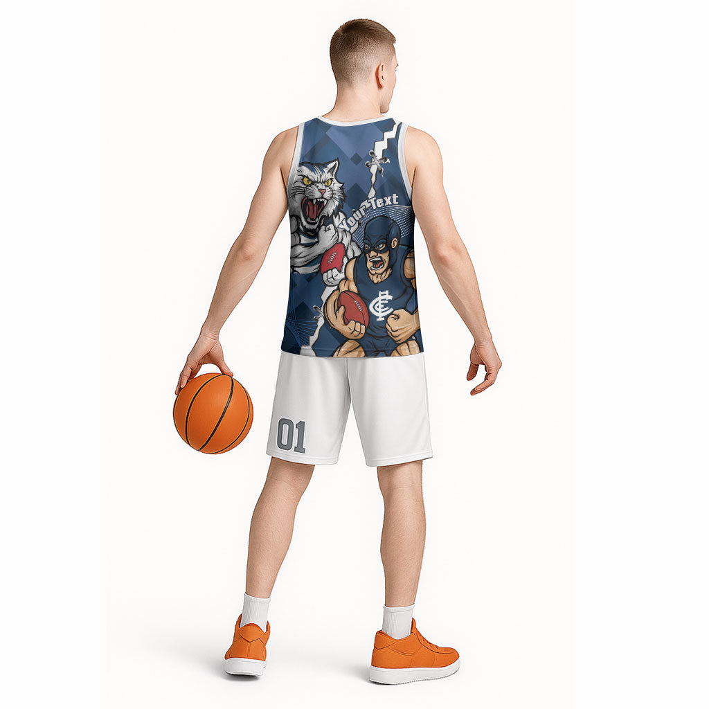 Personalised Cats and Blues Basketball Jersey Dynamic Mascots Together