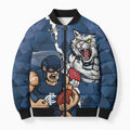 Personalised Cats and Blues Bomber Puffer Jacket Dynamic Mascots Together