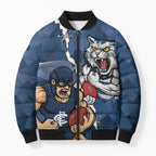 Personalised Cats and Blues Bomber Puffer Jacket Dynamic Mascots Together
