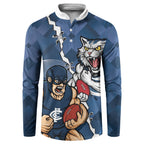 Personalised Cats and Blues Button Sweatshirt Dynamic Mascots Together