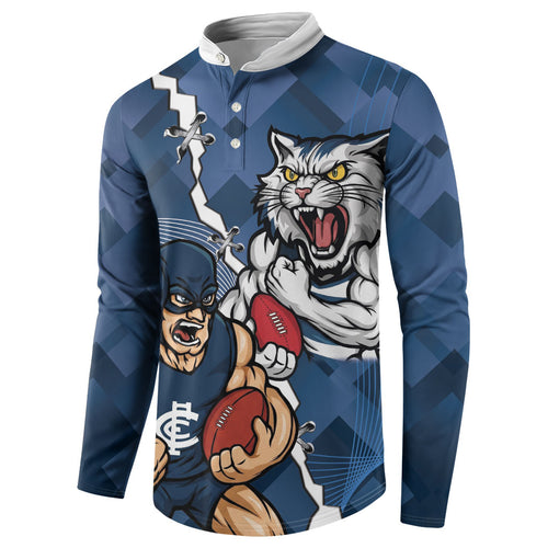 Personalised Cats and Blues Button Sweatshirt Dynamic Mascots Together