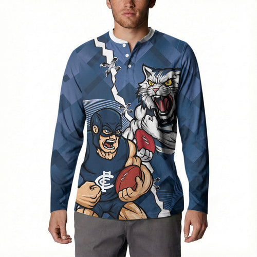 Personalised Cats and Blues Button Sweatshirt Dynamic Mascots Together