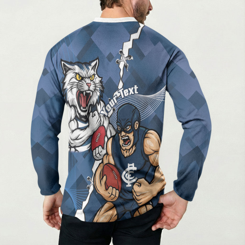 Personalised Cats and Blues Button Sweatshirt Dynamic Mascots Together