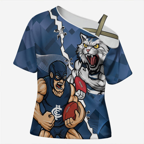 Personalised Cats and Blues Cross Shoulder Shirt Dynamic Mascots Together