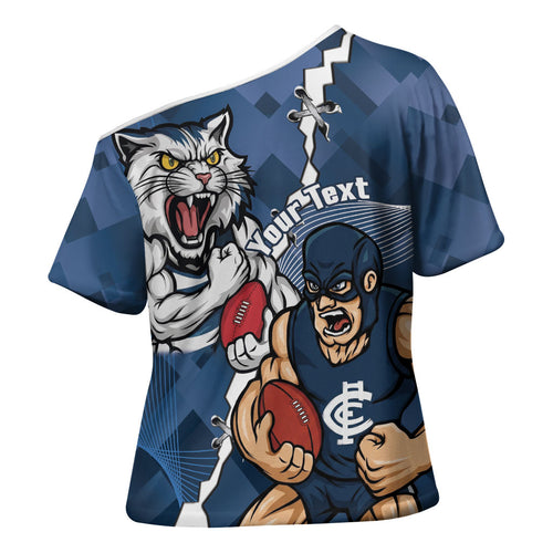 Personalised Cats and Blues Cross Shoulder Shirt Dynamic Mascots Together
