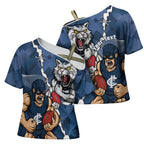 Personalised Cats and Blues Cross Shoulder Shirt Dynamic Mascots Together