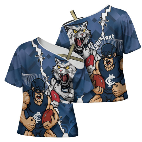 Personalised Cats and Blues Cross Shoulder Shirt Dynamic Mascots Together