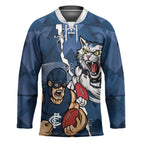 Personalised Cats and Blues Hockey Jersey Dynamic Mascots Together