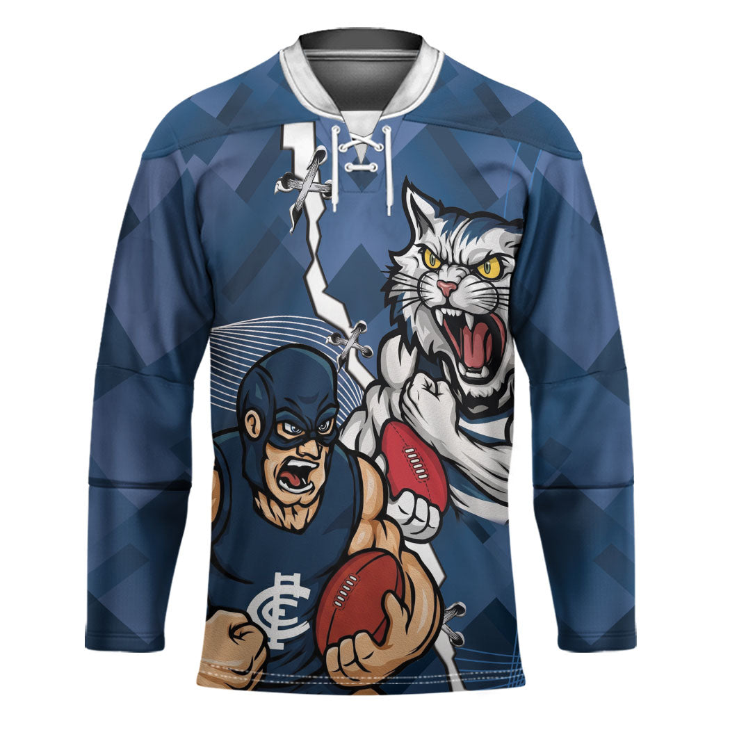 Personalised Cats and Blues Hockey Jersey Dynamic Mascots Together