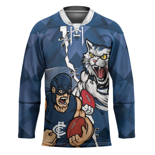 Personalised Cats and Blues Hockey Jersey Dynamic Mascots Together