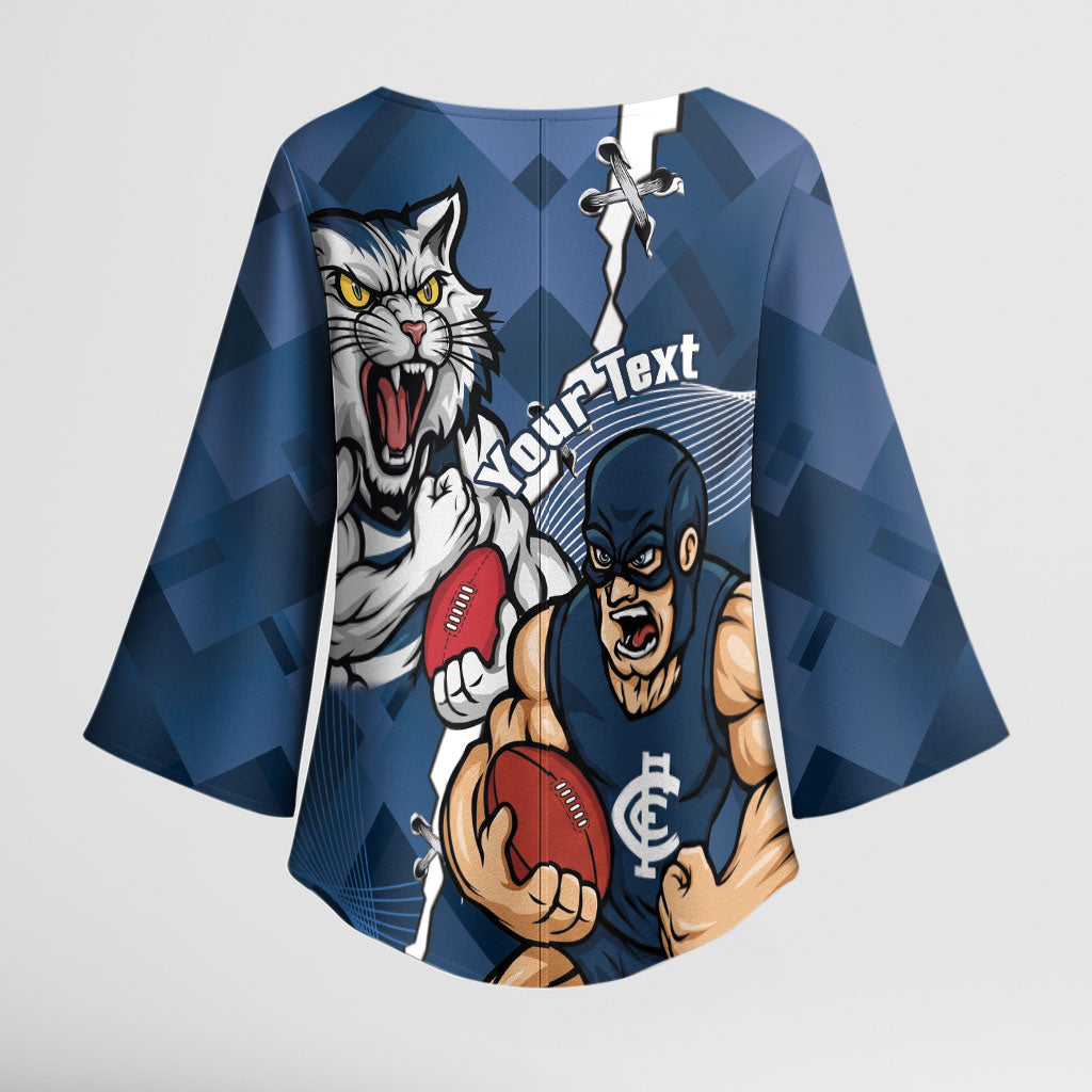 Personalised Cats and Blues Kimono Sleeve Blouse Dynamic Mascots Together