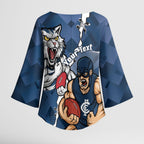 Personalised Cats and Blues Kimono Sleeve Blouse Dynamic Mascots Together