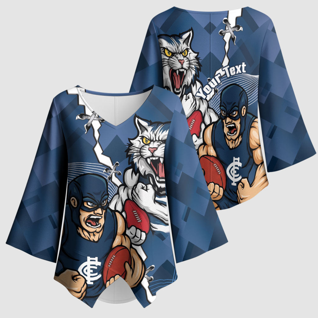 Personalised Cats and Blues Kimono Sleeve Blouse Dynamic Mascots Together
