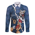 Personalised Cats and Blues Long Sleeve Button Shirt Dynamic Mascots Together