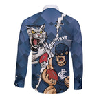 Personalised Cats and Blues Long Sleeve Button Shirt Dynamic Mascots Together