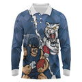 Personalised Cats and Blues Long Sleeve Polo Shirt Dynamic Mascots Together
