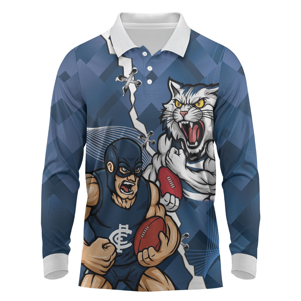 Personalised Cats and Blues Long Sleeve Polo Shirt Dynamic Mascots Together