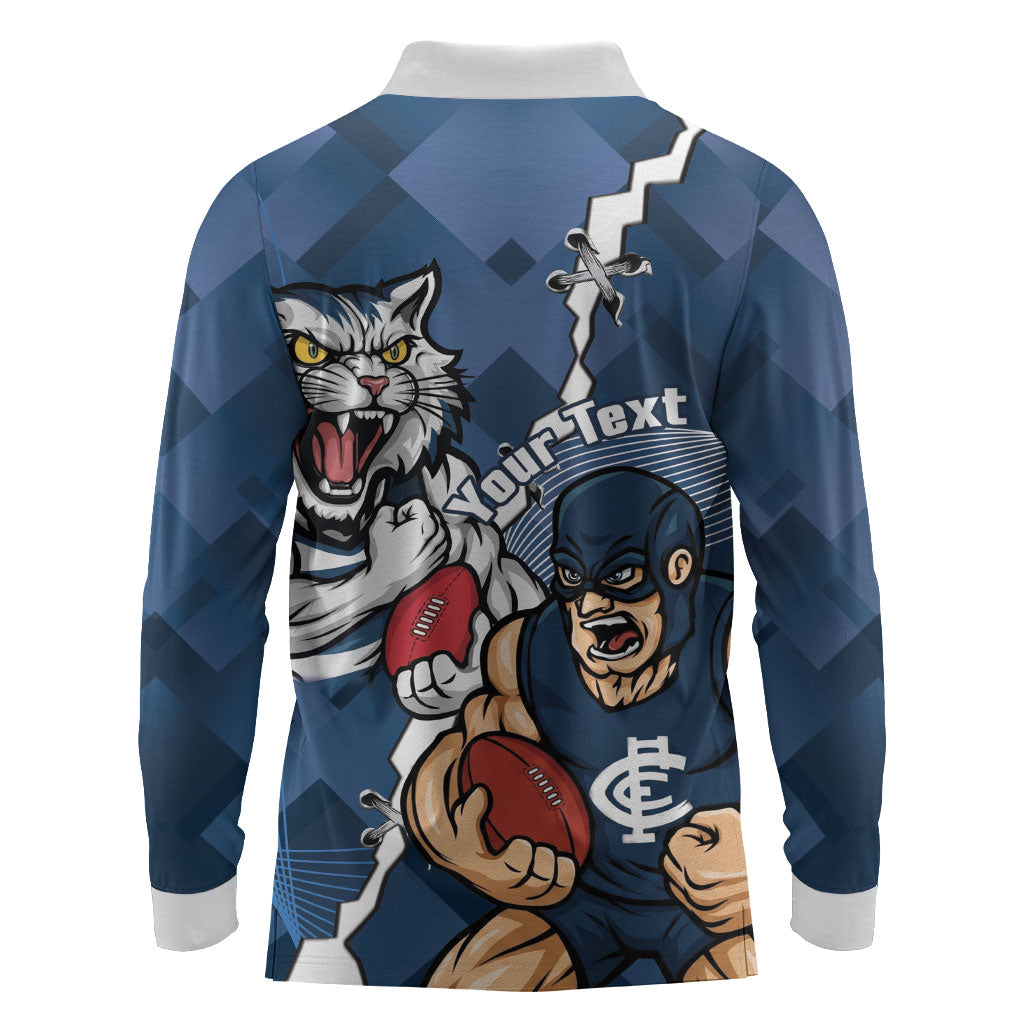 Personalised Cats and Blues Long Sleeve Polo Shirt Dynamic Mascots Together
