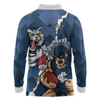 Personalised Cats and Blues Long Sleeve Polo Shirt Dynamic Mascots Together