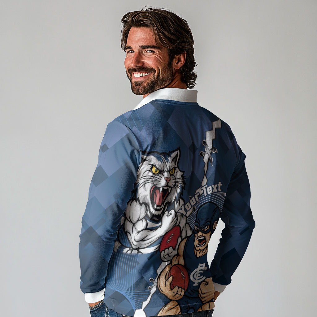 Personalised Cats and Blues Long Sleeve Polo Shirt Dynamic Mascots Together