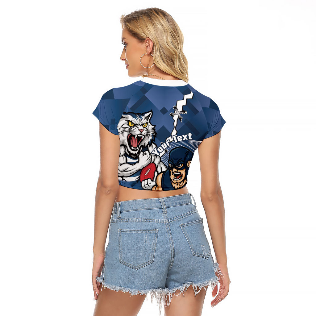 Personalised Cats and Blues Raglan Cropped T Shirt Dynamic Mascots Together