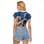Personalised Cats and Blues Raglan Cropped T Shirt Dynamic Mascots Together