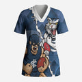 Personalised Cats and Blues Scrub Top Dynamic Mascots Together