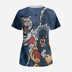 Personalised Cats and Blues Scrub Top Dynamic Mascots Together