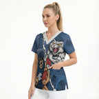 Personalised Cats and Blues Scrub Top Dynamic Mascots Together