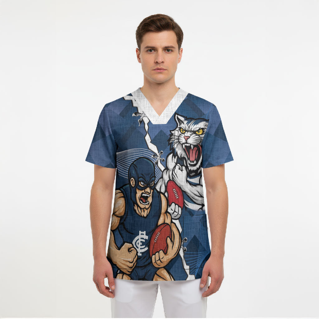 Personalised Cats and Blues Scrub Top Dynamic Mascots Together