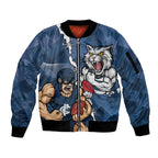 Personalised Cats and Blues Sleeve Zip Bomber Jacket Dynamic Mascots Together