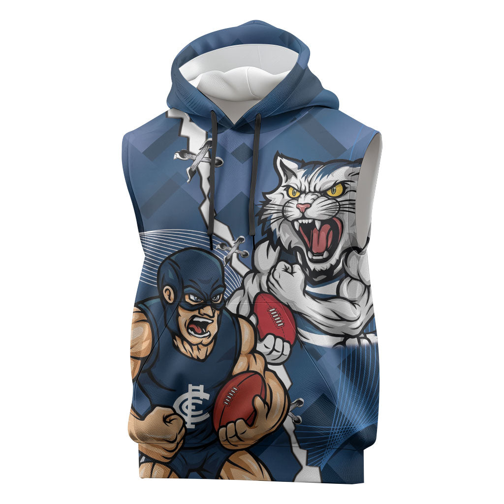 Personalised Cats and Blues Sleeveless Hoodie Dynamic Mascots Together