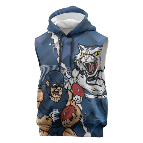 Personalised Cats and Blues Sleeveless Hoodie Dynamic Mascots Together