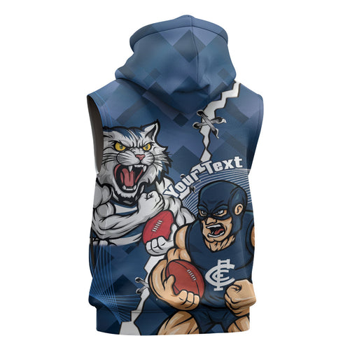 Personalised Cats and Blues Sleeveless Hoodie Dynamic Mascots Together