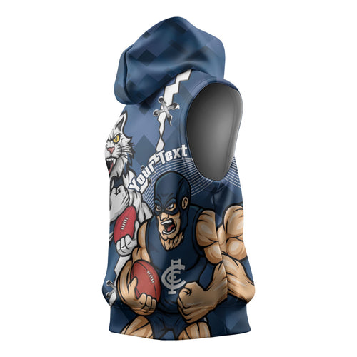 Personalised Cats and Blues Sleeveless Hoodie Dynamic Mascots Together