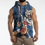 Personalised Cats and Blues Sleeveless Hoodie Dynamic Mascots Together