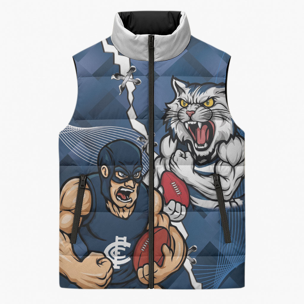 Personalised Cats and Blues Sleeveless Puffer Jacket Dynamic Mascots Together