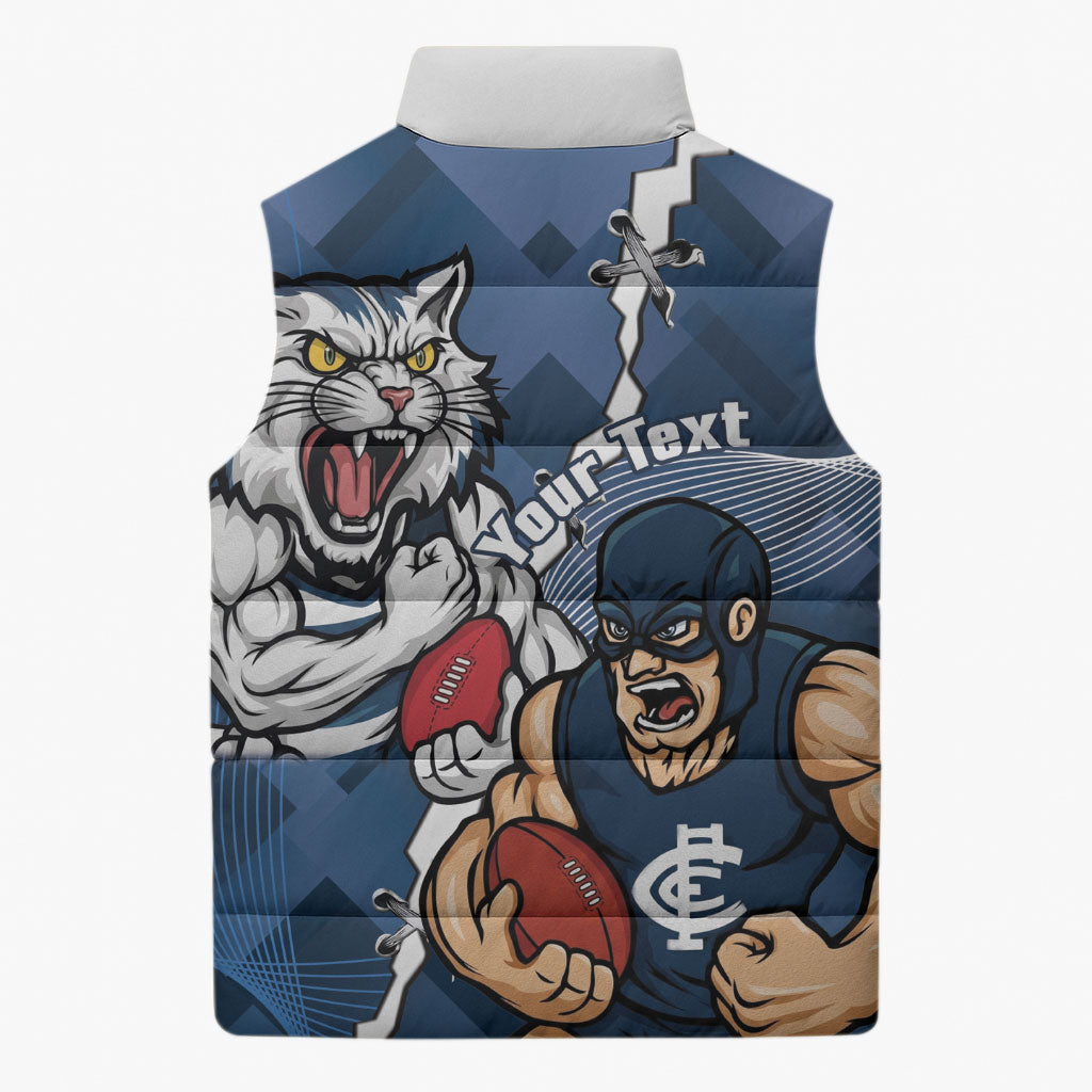 Personalised Cats and Blues Sleeveless Puffer Jacket Dynamic Mascots Together