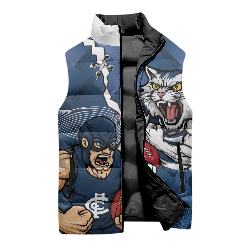 Personalised Cats and Blues Sleeveless Puffer Jacket Dynamic Mascots Together