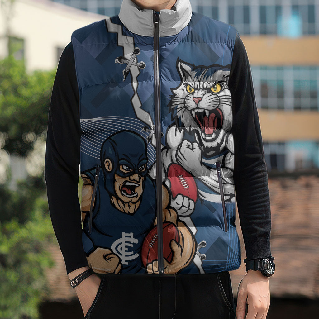 Personalised Cats and Blues Sleeveless Puffer Jacket Dynamic Mascots Together