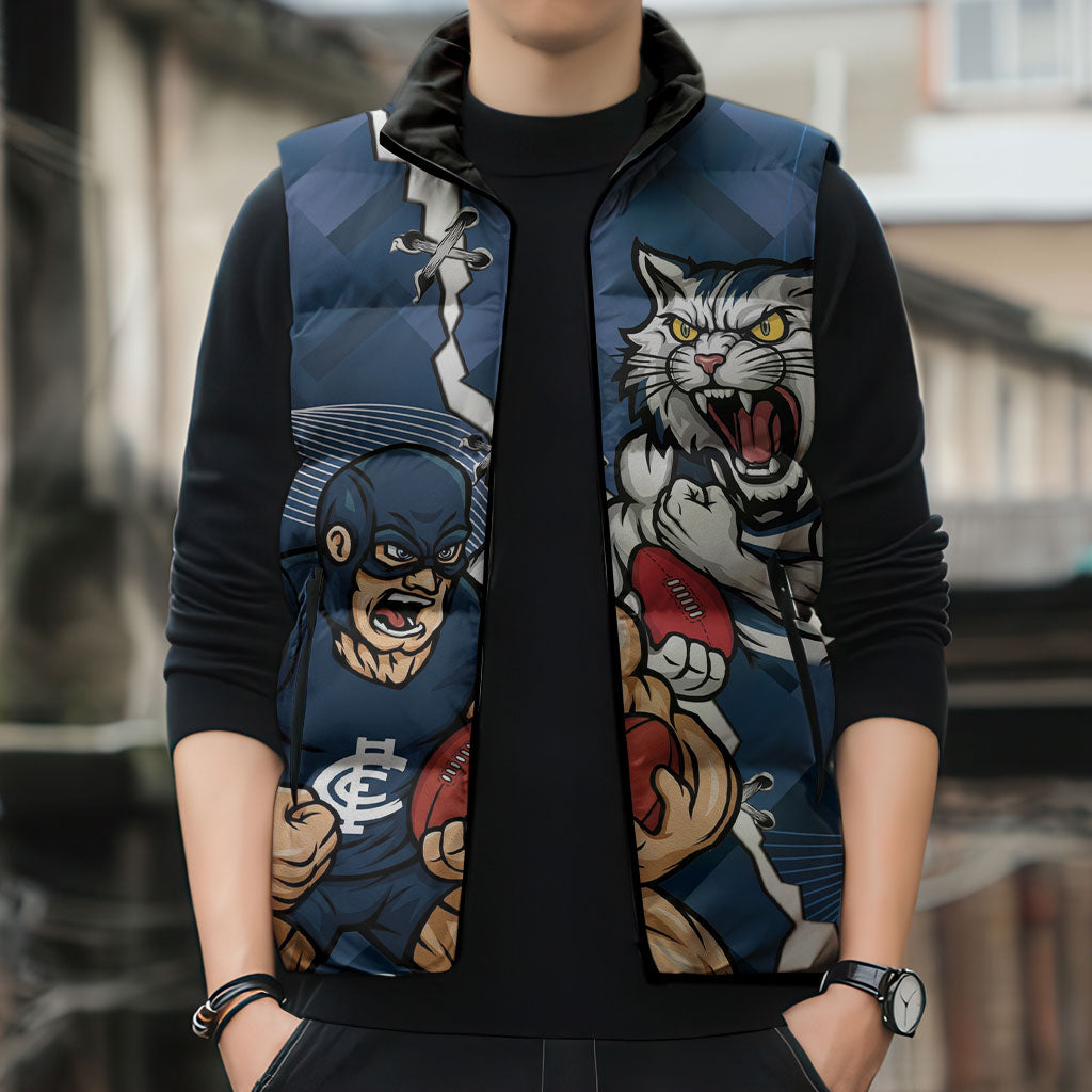 Personalised Cats and Blues Sleeveless Puffer Jacket Dynamic Mascots Together
