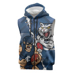 Personalised Cats and Blues Sleeveless Zip Hoodie Dynamic Mascots Together