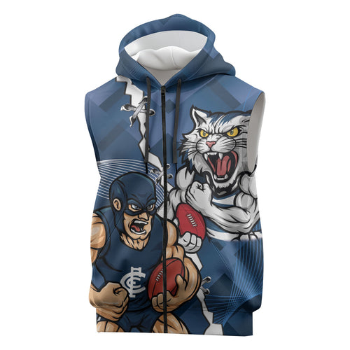 Personalised Cats and Blues Sleeveless Zip Hoodie Dynamic Mascots Together
