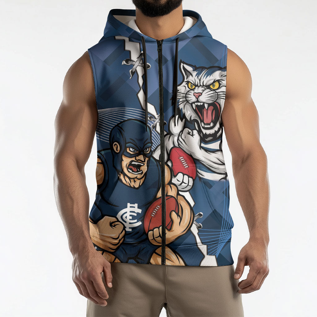 Personalised Cats and Blues Sleeveless Zip Hoodie Dynamic Mascots Together