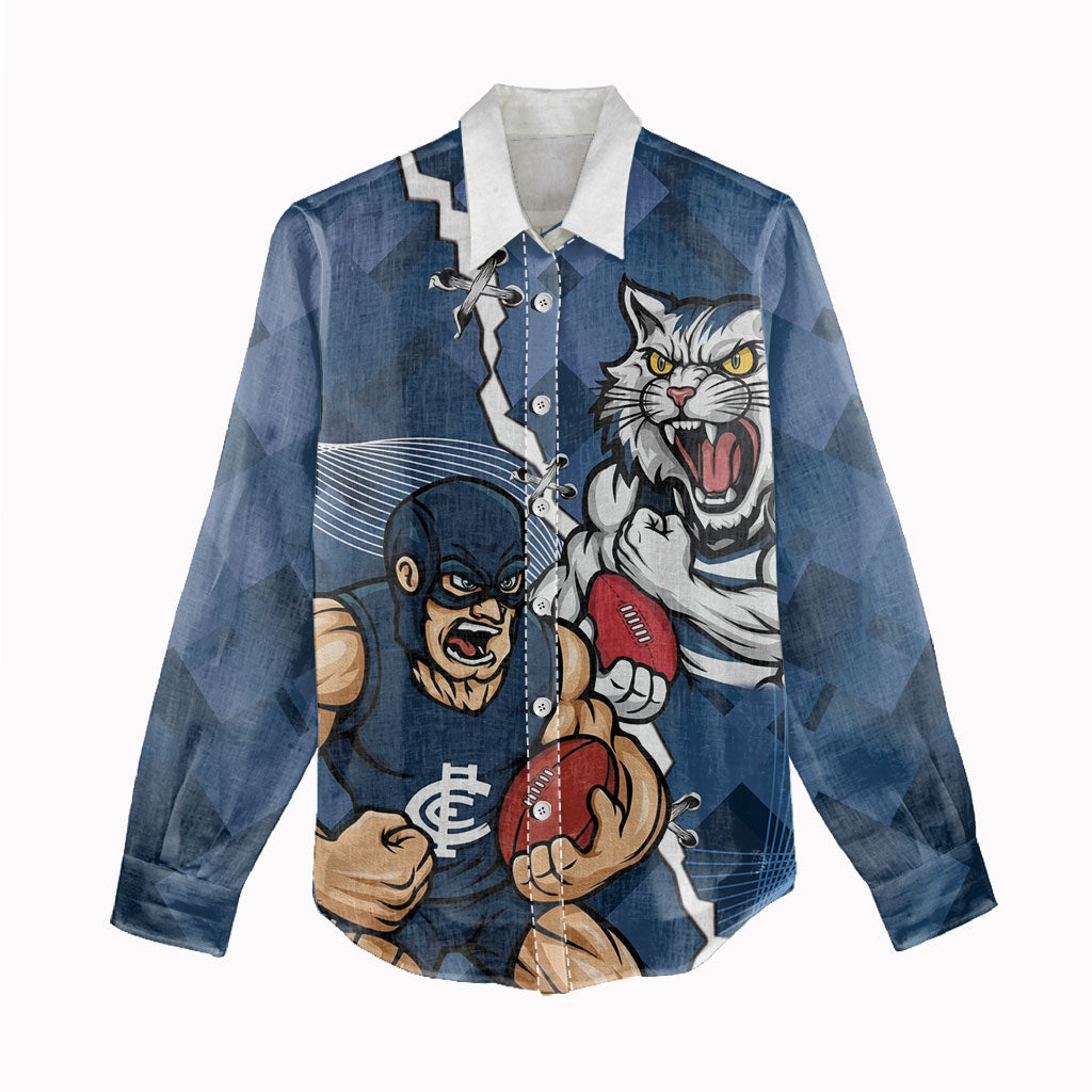 Personalised Cats and Blues Women Casual Shirt Dynamic Mascots Together