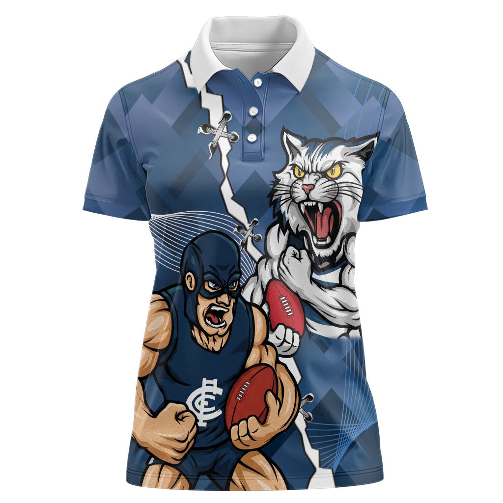 Personalised Cats and Blues Women Polo Shirt Dynamic Mascots Together